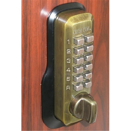 Lockey Mechanical Keyless Deadbolt Ez Mount Plate Lock - Antique Brass Finish LO327120
